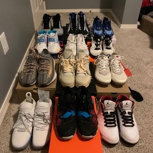 off white shoes, yeezys, kyries, etc